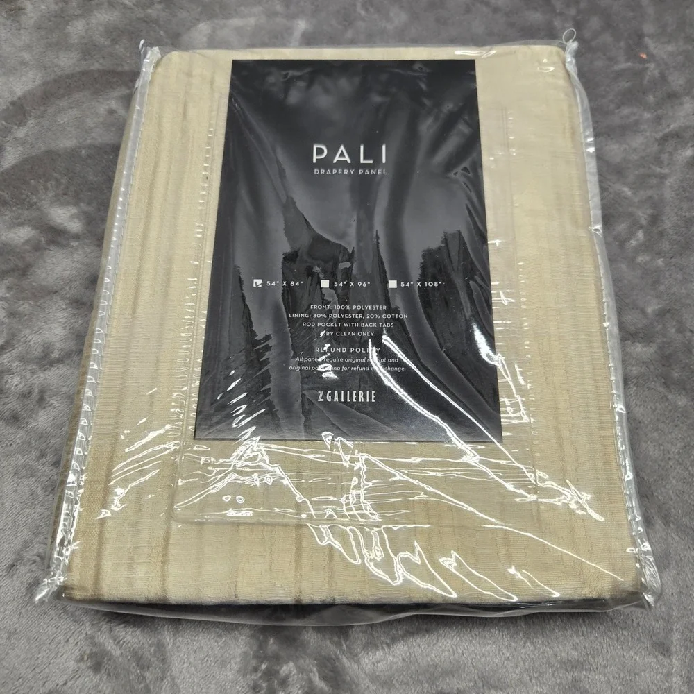 Z Gallerie Pali Gold Drapery Panel 54x84 Textured Rod Pocket Back Tab Curtain
